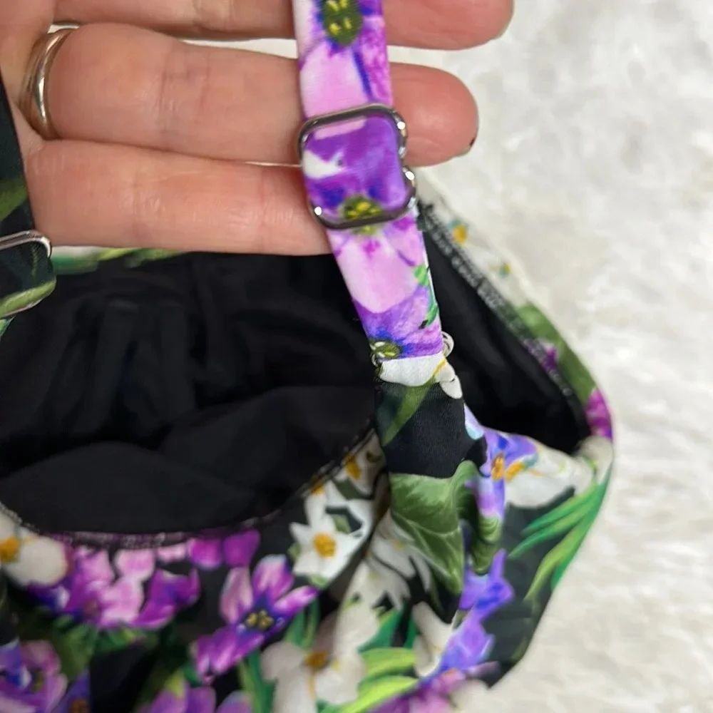 Floral Tankini Top with Adjustable Straps Opens in Front and Back Sz 14 - Picture 6 of 8